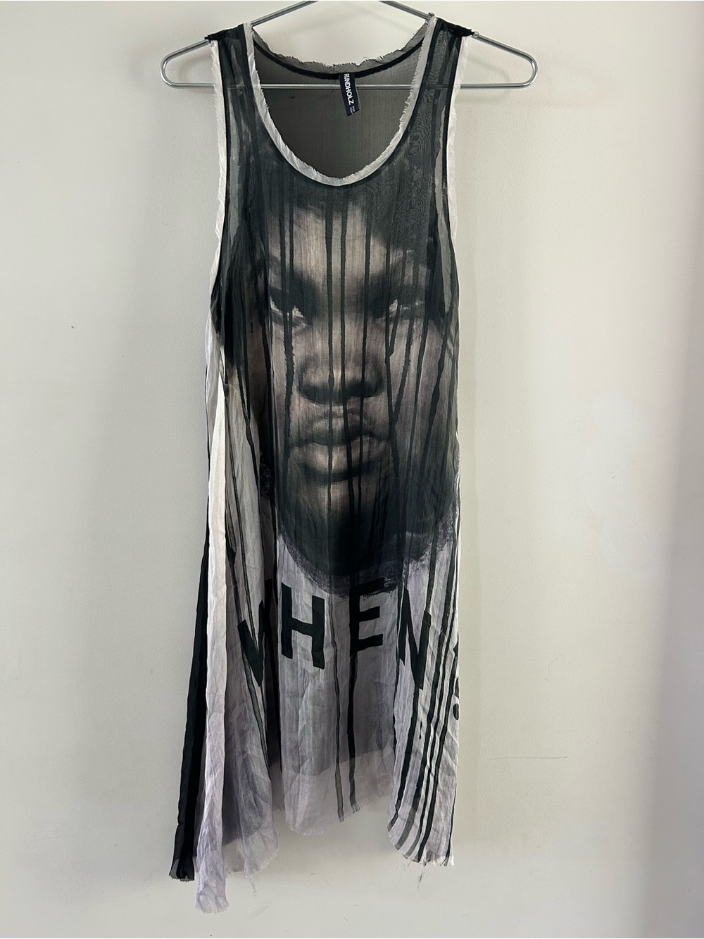 RARE Rundholz Sheer Dress with image transfer 100% Silk Size M